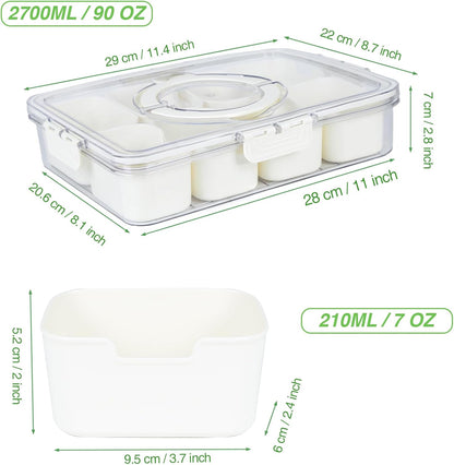 shopwithgreen Divided Serving Tray with Lid and Handle, Portable Snackle Box Charcuterie Container for Party, Veggies, Snack, Fruit, Nuts, Candy, Christmas Tray Snack Box for Entertaining, Picnic