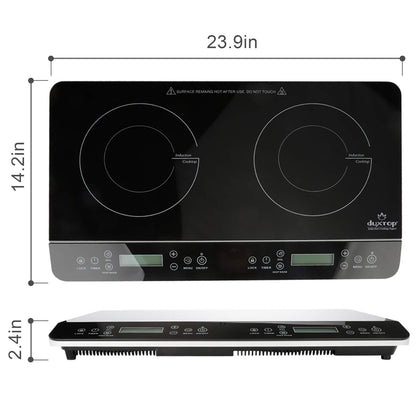 Duxtop LCD Portable Double Induction Cooktop 1800W Digital Electric Countertop Burner Sensor Touch Stove, 9620LS/BT-350DZ