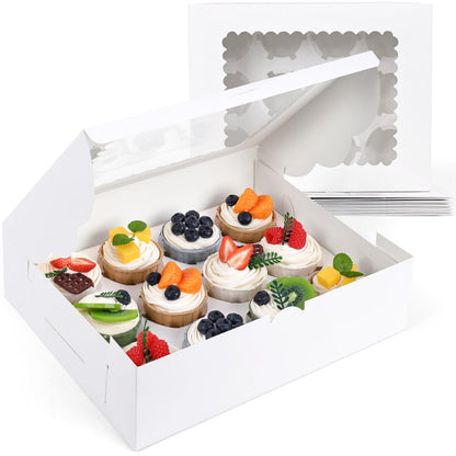 VGOODALL 12 Count Cupcake Boxes, 6PCS Cupcake Container with Window Boxes Holding 72 Pastry Box for Birthday Holiday Party Bakery Supplies 13.2"x9.8"x4"