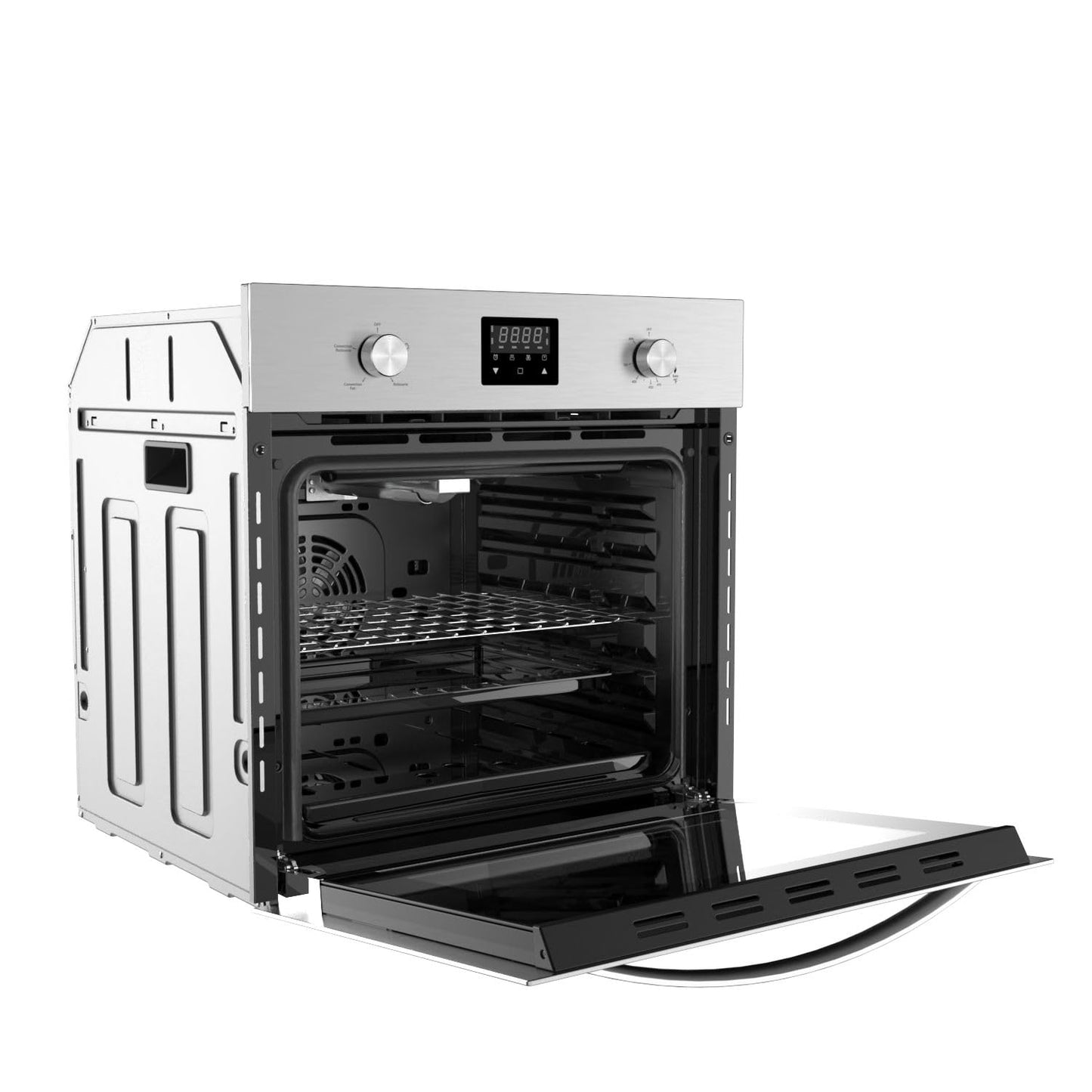 Empava 24" Single Gas Wall Oven with Bake Broil Rotisserie Functions with Mechanical Controls and Digital Timer and Convection Fan in Stainless Steel, 24 Inch