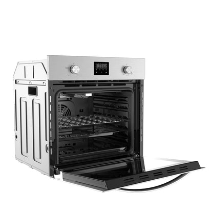 Empava 24" Single Gas Wall Oven with Bake Broil Rotisserie Functions with Mechanical Controls and Digital Timer and Convection Fan in Stainless Steel, 24 Inch