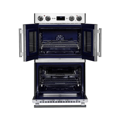 FORNO Gallico 30-Inch Electric French Door Double Oven - 240V 7000W 7.36 cu. ft. Electric Oven with LED Display Screen - Wall Oven with 4 Stainless Steel Racks, Safety Lock, Mechanical Knobs Control