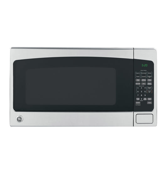 GE Countertop Microwave Oven, 1,200-watt Capacity, 2.0 Cubic Ft., 8 Auto Setting Cooking Settings, Child-Lock Technology, Kitchen Essentials for the Countertop, Dorm Room or Apartment, Satinless Steel