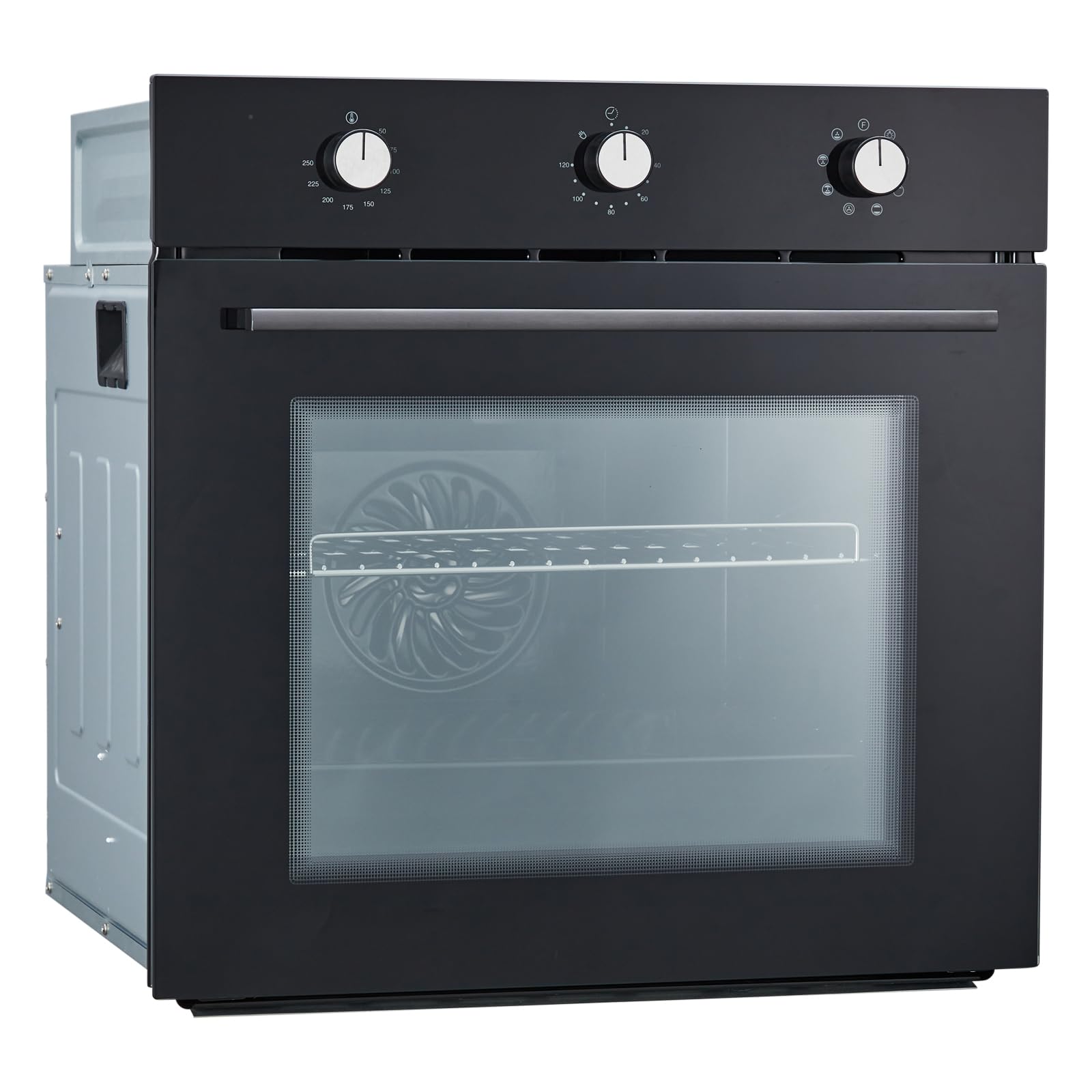 24" Elektryczny piekarnik ścienny z 8 trybami pieczenia 2.5Cu.ft Wbudowany elektryczny piekarnik konwekcyjny z funkcją smażenia na powietrzu Ogrzewanie 3D z dwuwarstwowymi szklanymi drzwiami 3000 W Srebrny