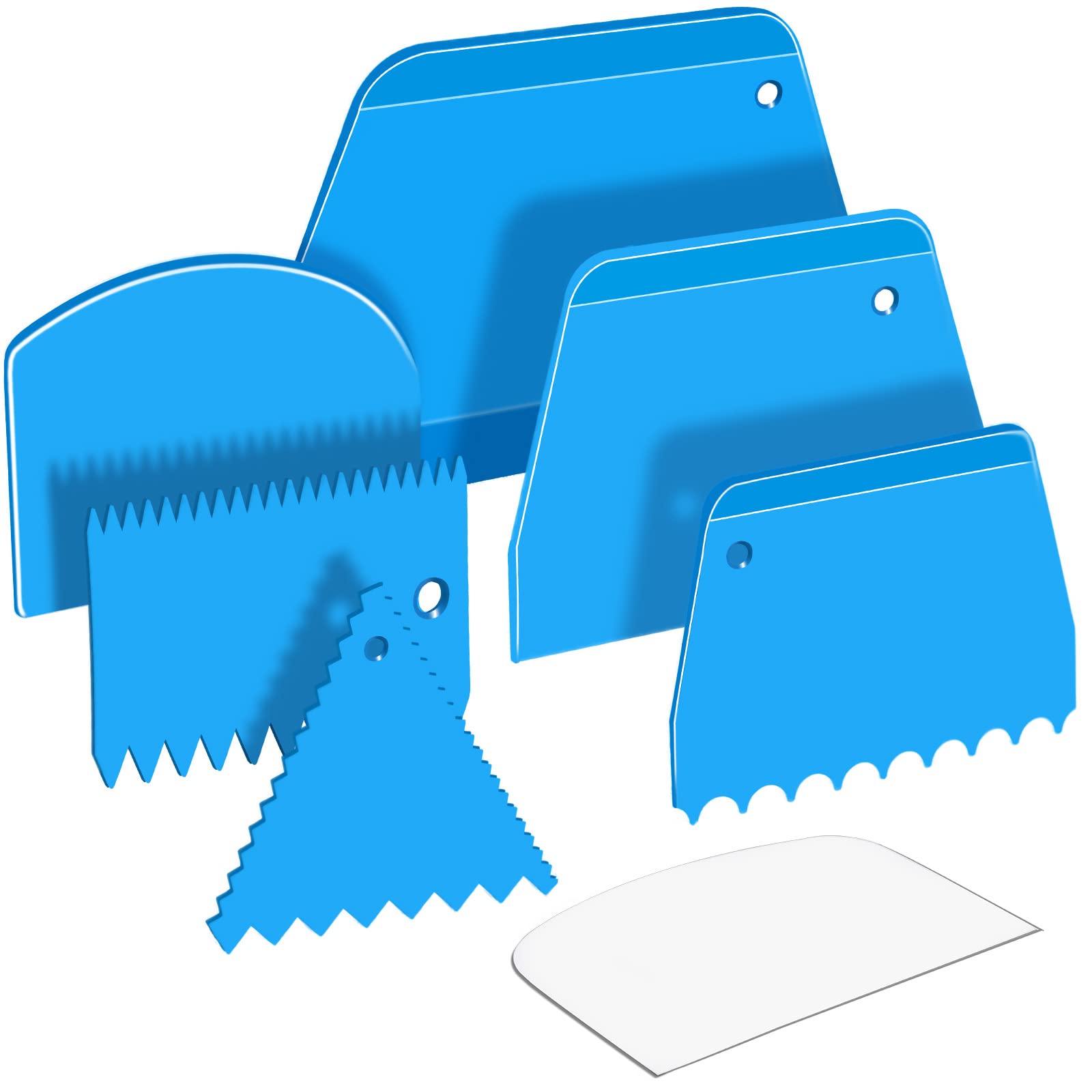 Teenitor Cake Scraper Cake Smoother, 7 Pcs Dough Scraper Bowl Scraper Cake Cutter Cake Spatula Bench Scraper Kitchen Plastic Scraper Tool Cake Decorating Kit