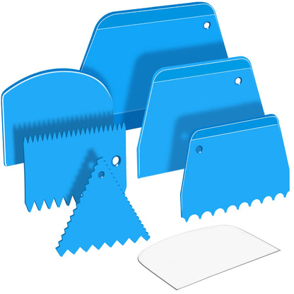 Teenitor Cake Scraper Cake Smoother, 7 Pcs Dough Scraper Bowl Scraper Cake Cutter Cake Spatula Bench Scraper Kitchen Plastic Scraper Tool Cake Decorating Kit
