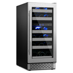 VINECOLD 15 Inch Wine Fridge Under Counter, Dual Zone 28 Bottle Wine Cooler Refrigerator, Seamless Reversible Door,New Upgrade Built-in/Freestanding Wine Cooler for Home and Kitchen