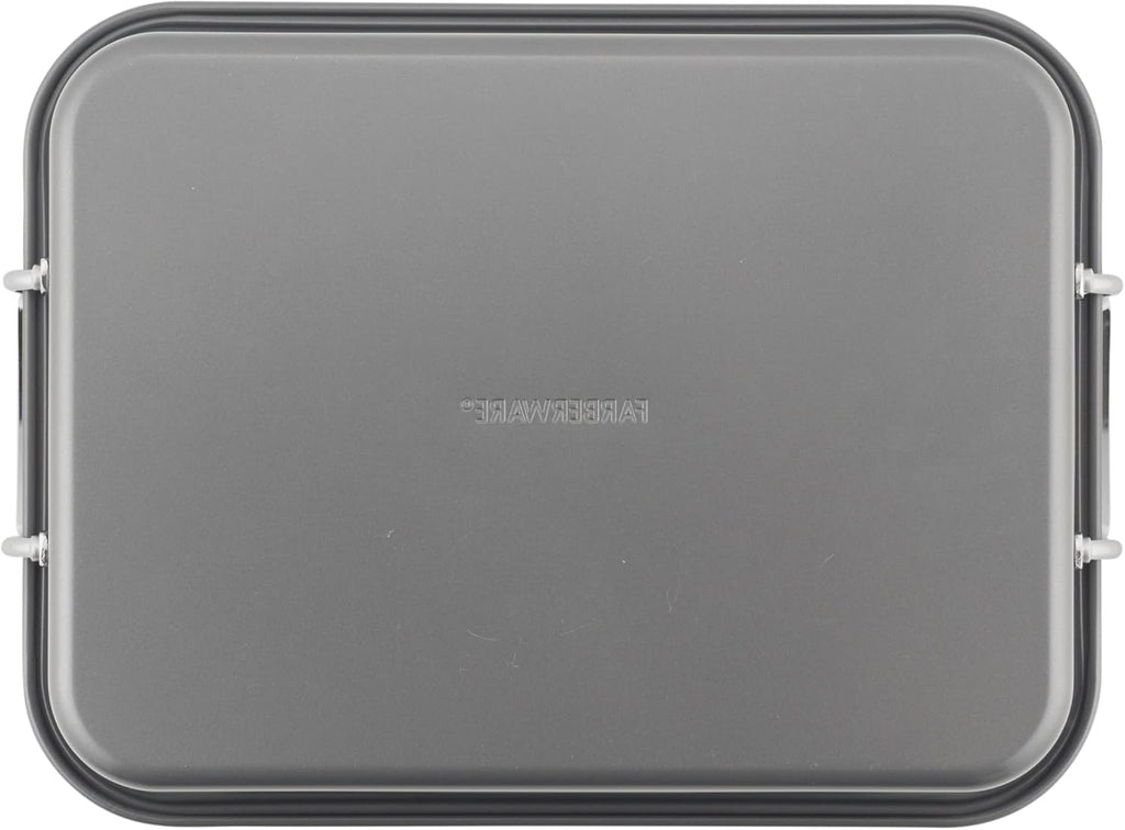 Farberware Bakeware Nonstick Steel Roaster with Flat Rack, 11-Inch x 15-Inch, Gray