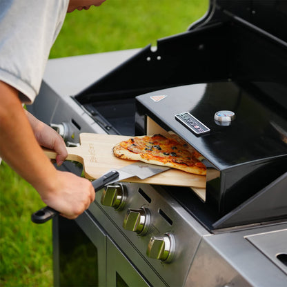 BakerStone Outdoor Pizza Oven, Propane Gas Pizza Oven for Grill 5-Sided Stone Baking Chamber, Portable Pizza Oven Box Kit with Wood Pizza Peel, Turning Peel, Dust Cover, Original Series