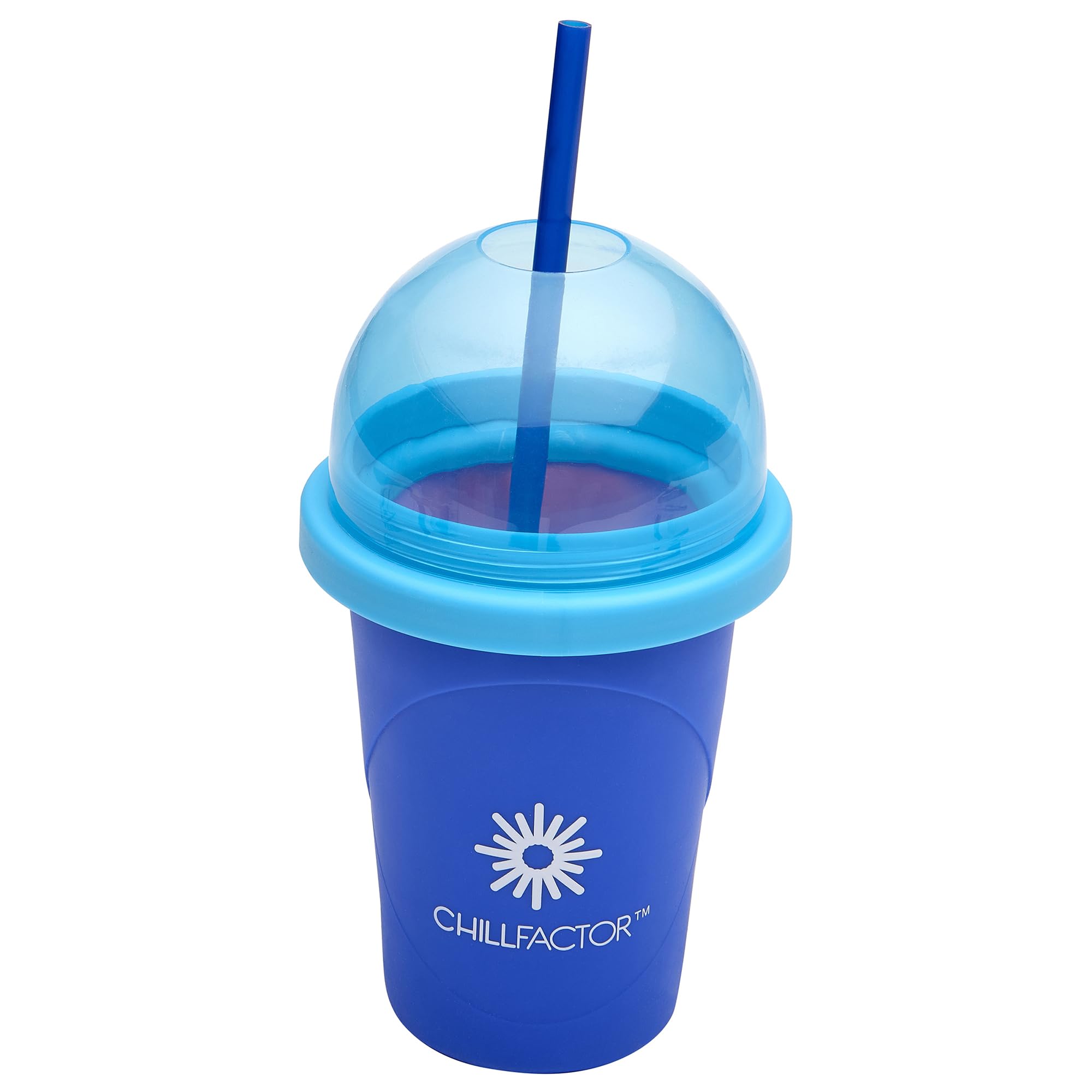 Cra-Z-Art ChillFactor Original Slushie Maker Cup, DIY Magic Slushy Maker Squeeze Cup, Super Quick Smoothie Squeeze Cup for Milkshakes, Juices, Double Layer Cup with Lid & Spoon, Blue