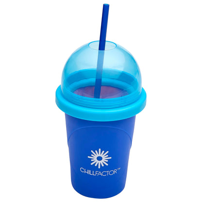 Cra-Z-Art ChillFactor Original Slushie Maker Cup, DIY Magic Slushy Maker Squeeze Cup, Super Quick Smoothie Squeeze Cup for Milkshakes, Juices, Double Layer Cup with Lid & Spoon, Blue