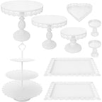 Set of 9 Cake Stands Metal Cupcake Stand Set Multiple Styles Candy Fruit Display Tower Dessert Plate Cake Serving Tray for Birthday Party Wedding Anniversary Baby Shower Engagement (Gold)