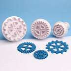 3Pcs Gear Cookie Cutters, Steampunk Cogs Plunger Mold, 3D Gear Cookie Stamp Mold, Clock Wheel Biscuits Fondant Molds for Cake Cookie food Decoration Cookie Cutters Baking Tools