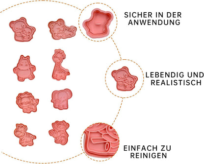 Forest Animal Cookie Cutters for Kids,Mini Cartoon Cookie Cutters with Plunger Stamps Set for Home Baking,Biscuits Cutter,Cake Decoration,Cute 3D Cookie Stamps