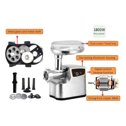 Smokehouse Products 3/4 HP Meat Grinder, Heavy Duty Meat Grinder and Sausage Stuffer With Stainless Steel Blades, for Home, Kitchen and Commercial Use