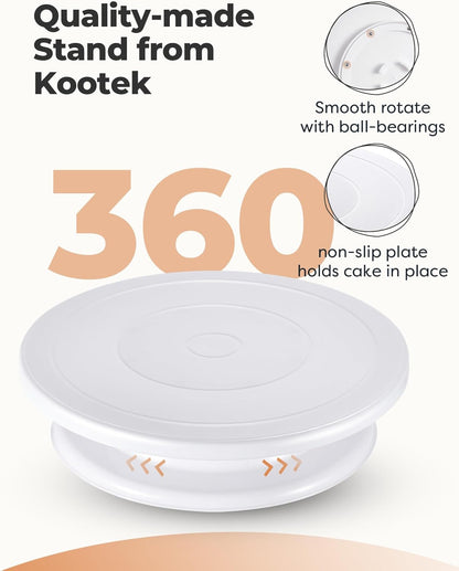 Kootek 71PCs Cake Decorating Kit, Baking Supplies Tools - Includes Cake Stand Turntable, 12 Icing Piping Tips, 2 Frosting Spatulas, 3 Scrapers, 50+2 Piping Bags, Coupler, Video Tutorial, Booklet