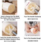 Moon Cake Mold 6 PCS, Mid Autumn Festival DIY Hand Press Cookie Stamps Pastry Tool Moon Cake Maker, Flower Mode Patterns 1 Mold 6 Stamps 50g (White).