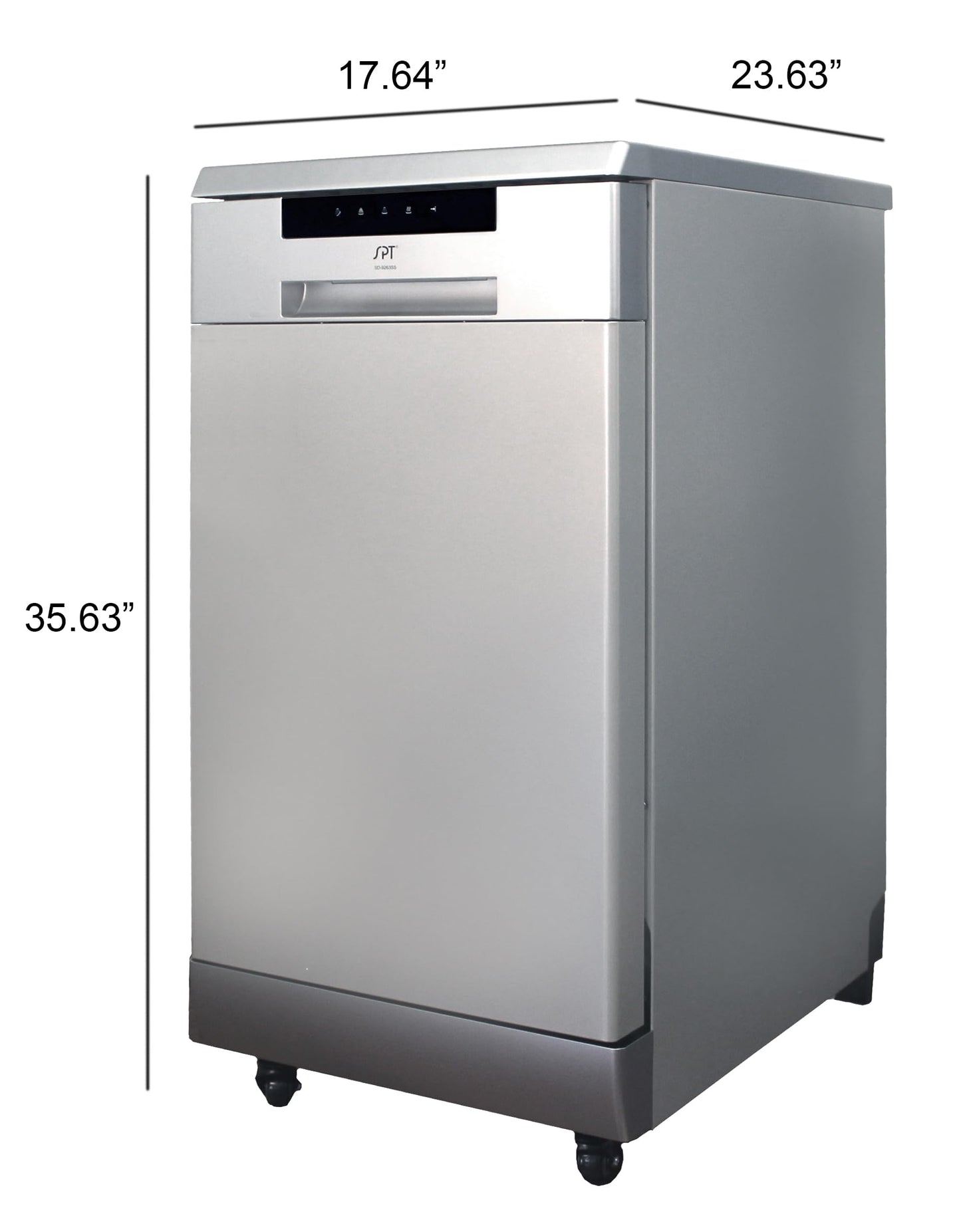 SPT SD-9263SSA 18″ Wide Portable Stainless Steel Dishwasher with ENERGY STAR, 6 Wash Programs, 8 Place Settings and Stainless Steel Tub – Stainless Steel