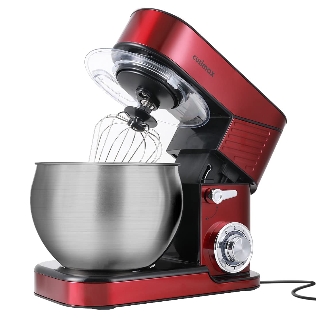 Stand Mixer, CUSIMAX 6.5QT Stainless Steel kitchen Electric Mixer 6-Speeds Tilt-Head Dough Mixers for Home Use with Dough Hook, Wire Whisk & Flat Beater, Splash Guard, Red