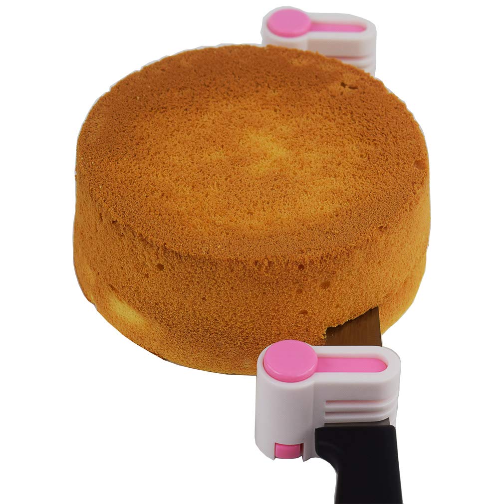 2PCS DIY Cake Slicer, Stratification Auxiliary, Bread Slice, Toast Cut, 5 Layers Leveler Slicer, Kitchen Fixator Tool (2, Rose Red)