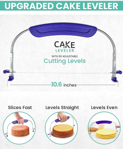 RFAQK 64 PCs Cake Decorating Kit for Beginners Includes Video Course, Booklet + Baking Supplies Gift - Cake Stand, Leveler, 24 Numbered Piping Tips, Straight & Offset Spatula, & Scraper sets