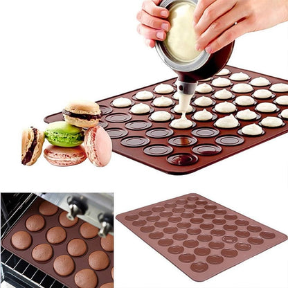 48 Hole Macarons Silicone Mat Baking Mold Silicone Macaron Kit Pastry Baking Mat and Decorating Piping Pot with 4pcs Nozzles
