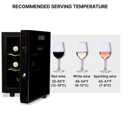 Koolatron 6 Bottle Wine Cooler Refrigerator Black Thermoelectric Wine Fridge Freestanding Wine Cellar for Red White Sparkling Wine Ideal for Small Kitchens Apartments RVs