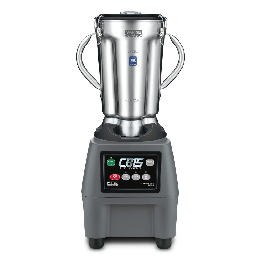 Waring Commercial CB15 Ultra Heavy Duty 3.75 HP Blender, Electric Touchpad Controls with Stainless Steel 1 Gallon Container, 120V, 5-15 Phase Plug,Black