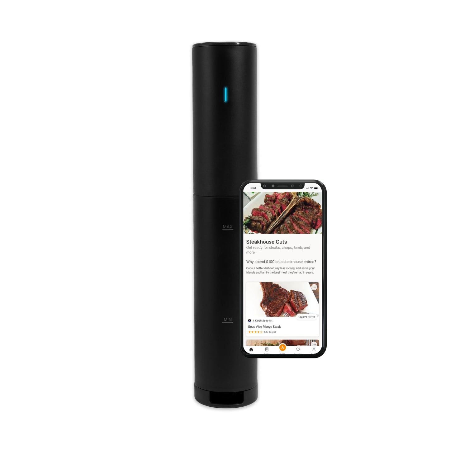 Anova Culinary Sous Vide Precision Cooker Mini, 850 Watts, Black and Orange, App Enabled, 2024 Model