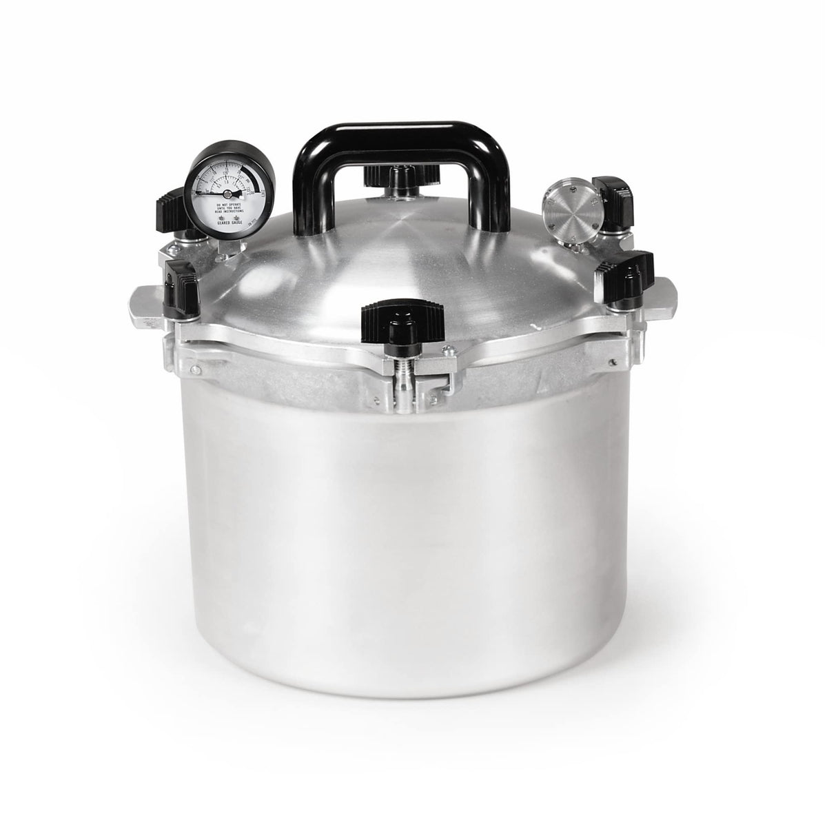 All American 1930: szybkowar/konserwator 10,5 qt (model 910) — ekskluzywny system uszczelniania metal-metal — łatwe otwieranie i zamykanie — nadaje się do kuchenek gazowych, elektrycznych i płaskich — wyprodukowano w USA