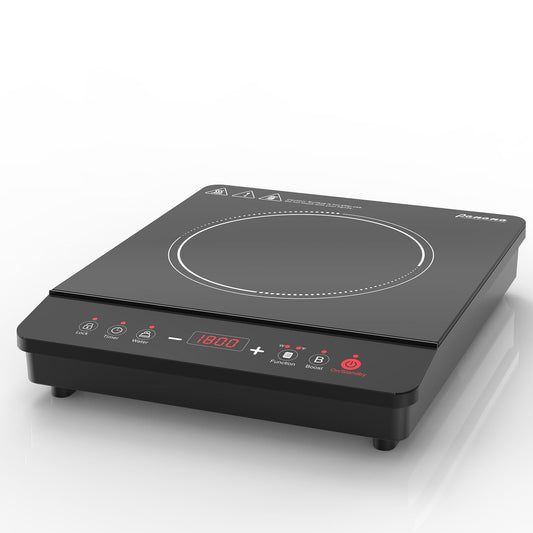 Panana Portable Induction Cooktop Hot Plate Countertop Burner 1800W, 10 Temp Levels, Timer, Auto-Shut-Off, Touch Panel, LED Display, Auto Pot Detection, Child Safety Lock (LED Display - Silver)