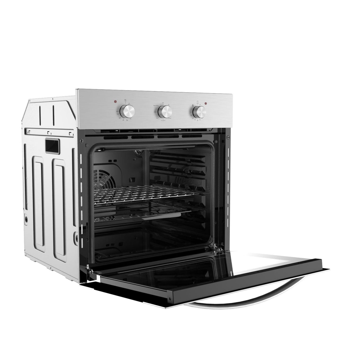 Empava 24" Single Gas Wall Oven with Bake Broil Rotisserie Functions with Mechanical Controls and Built-in Timer and Convection Fan in Stainless Steel