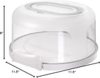 Top Shelf Elements Round Cake Carrier Two Sided Cake Holder Serves as Five Section Serving Tray, Portable Cake Stand Fits 10 inch Cake, Cake Box Comes With Handle, Cake Container Holds Pies (White)