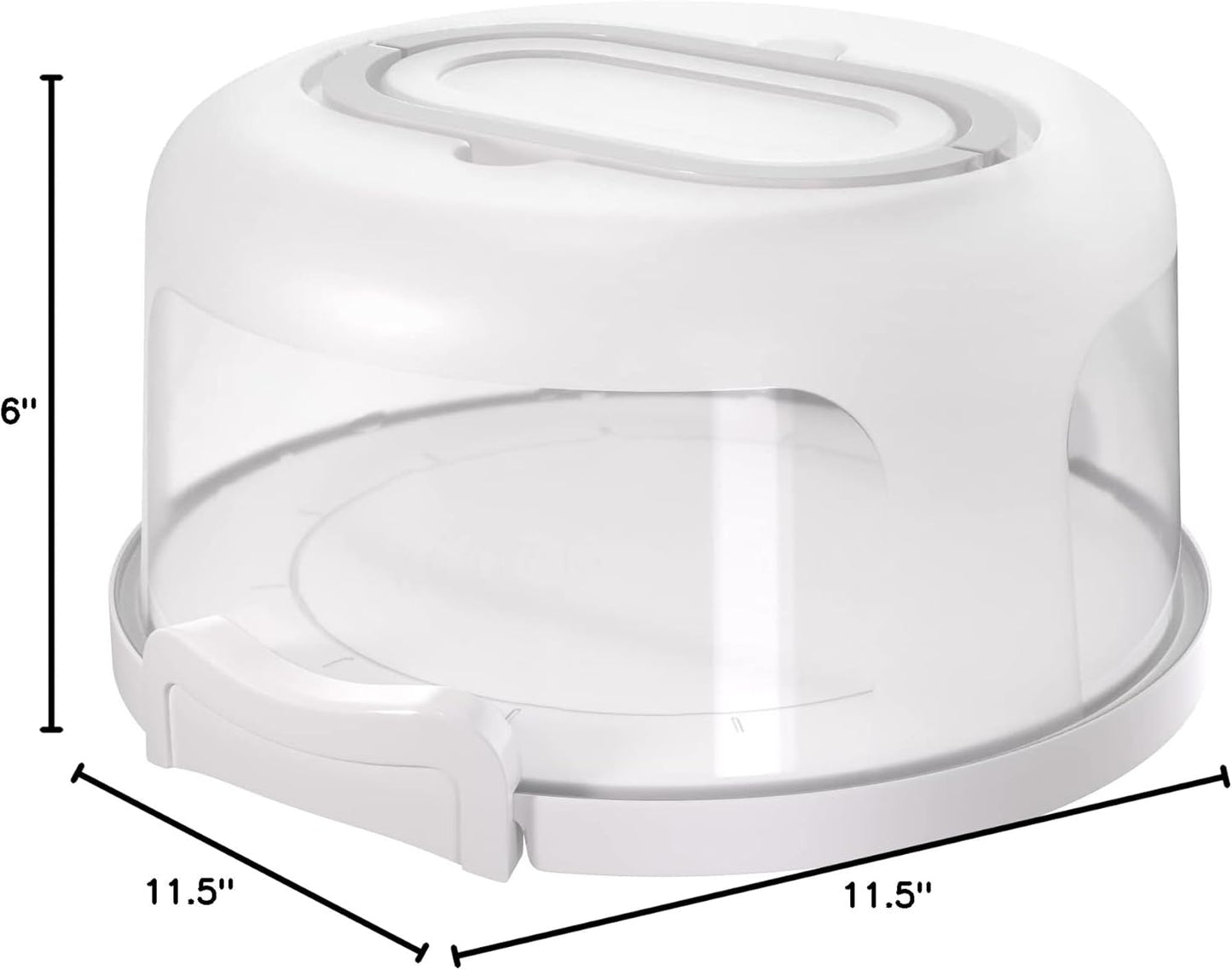 Top Shelf Elements Round Cake Carrier Two Sided Cake Holder Serves as Five Section Serving Tray, Portable Cake Stand Fits 10 inch Cake, Cake Box Comes With Handle, Cake Container Holds Pies (White)