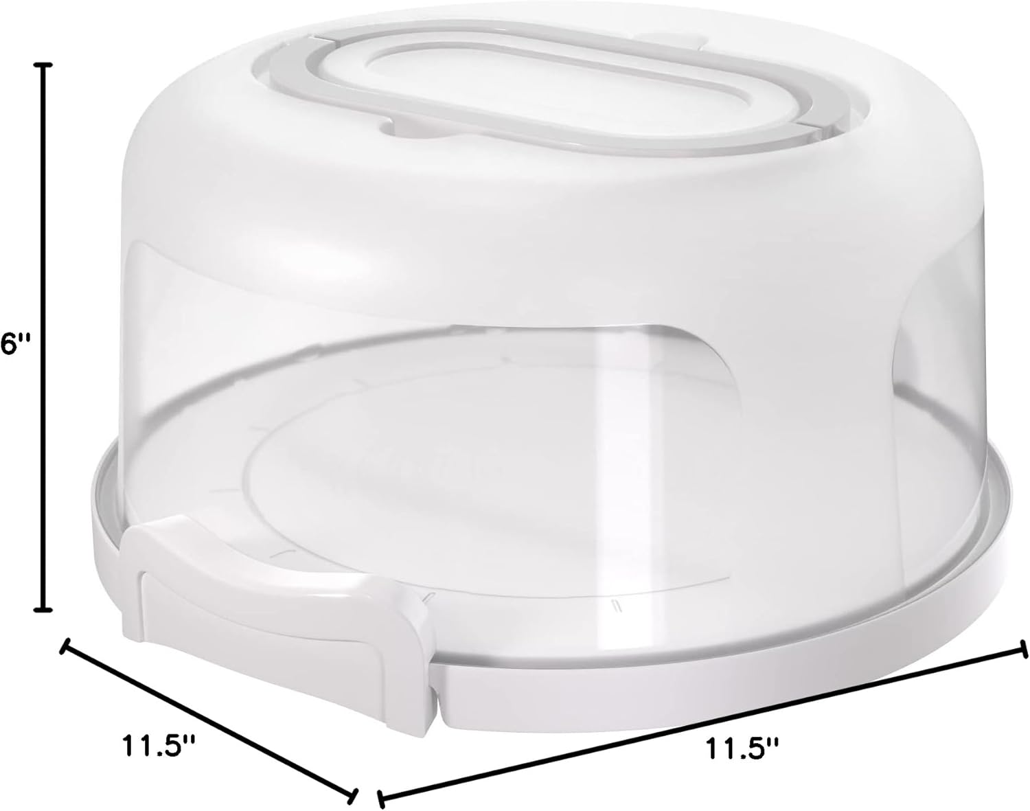 Top Shelf Elements Round Cake Carrier Two Sided Cake Holder Serves as Five Section Serving Tray, Portable Cake Stand Fits 10 inch Cake, Cake Box Comes With Handle, Cake Container Holds Pies (White)