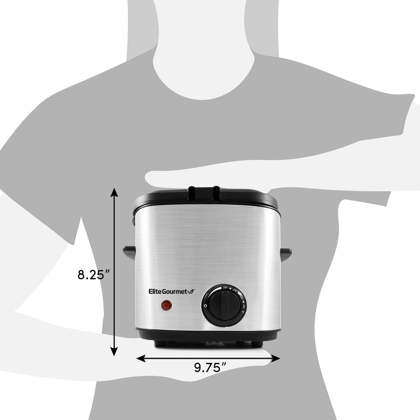 Elite Gourmet EDF1550# Electric 1.5 Qt. / 6 Cup Oil Capacity Deep Fryer, Adjustable Temperature, Removable Basket, Lid with Viewing Window, Stainless Steel