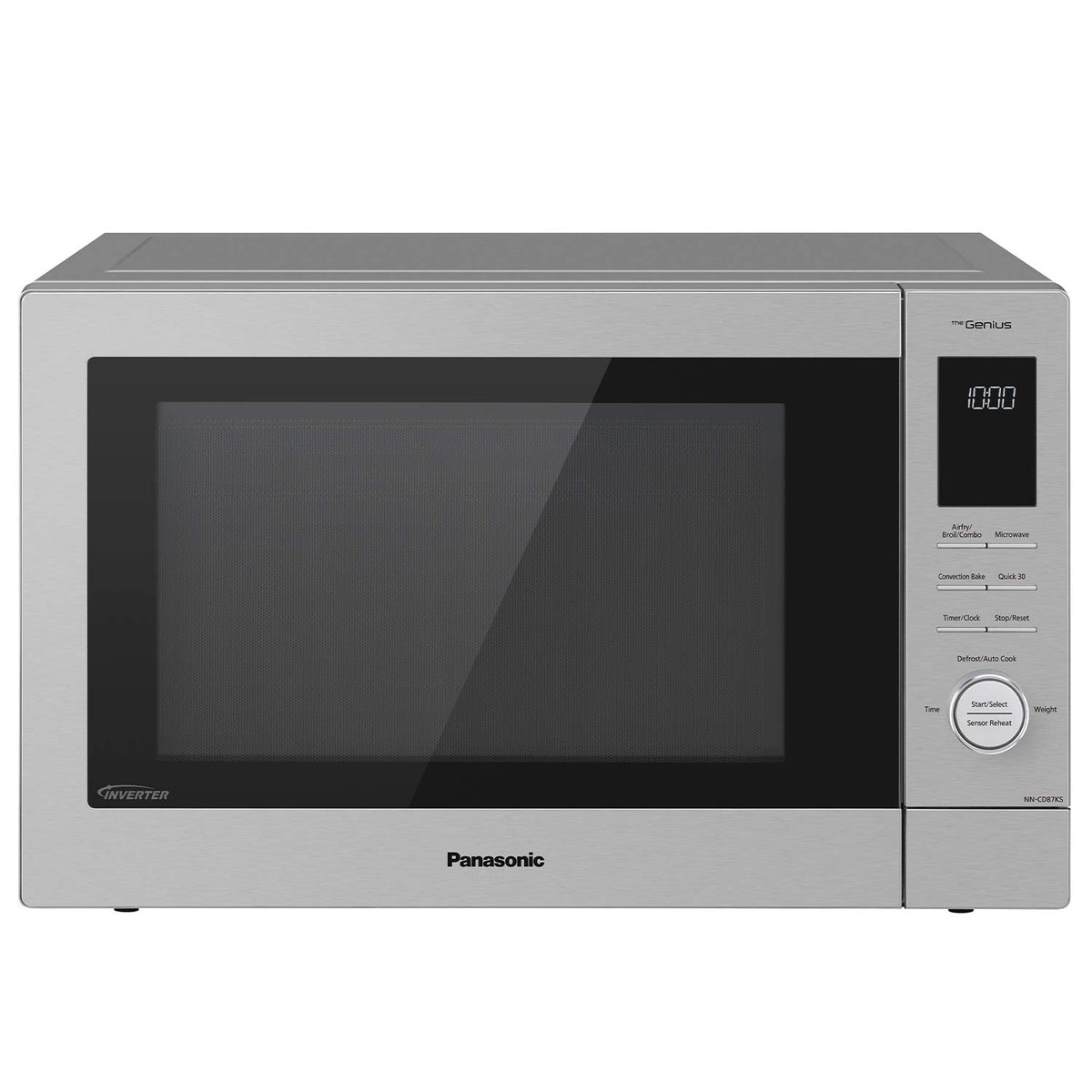 Kuchenka mikrofalowa Panasonic HomeChef 4 w 1 z frytkownicą powietrzną, pieczeniem konwekcyjnym, grillem FlashXpress, technologią mikrofal inwerterowych, 1000 W, 1,2 stopy sześciennej z łatwym w czyszczeniu wnętrzem - NN-CD87KS (stal nierdzewna)