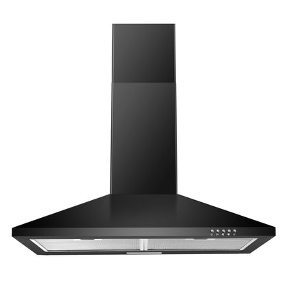 SNDOAS Black Range Hood,Wall Mount Range Hood 30 inch,Stainless Steel Range Hood with Ducted/Ductless Convertible,Stove Vent Hood,Aluminum Filters,3 Speed Exhaust Fan,LED Light,Button Control