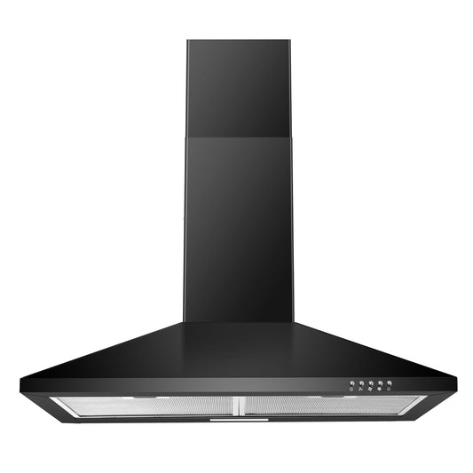 SNDOAS Black Range Hood,Wall Mount Range Hood 30 inch,Stainless Steel Range Hood with Ducted/Ductless Convertible,Stove Vent Hood,Aluminum Filters,3 Speed Exhaust Fan,LED Light,Button Control