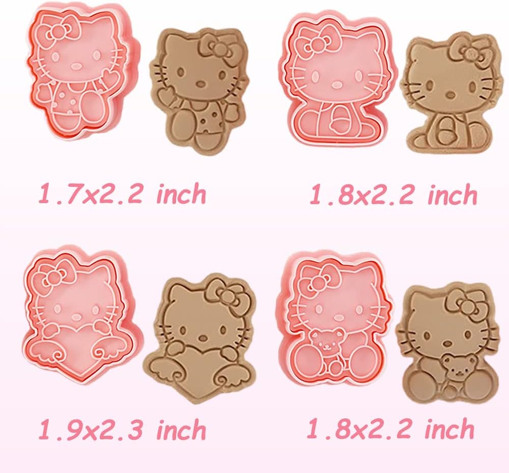 8 Piece Mini Cartoon Cookie Cutters, 3d Raised Design Gingerbread Cookie Stamps, Cute Cat Shape Cookie Molds, suitable for Frosting Decoration, Mini Pie Molds, Apple Pie Pastry Cutter, Fruit Cutter