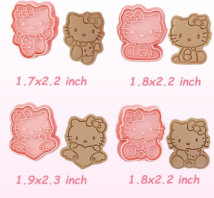 8 Piece Mini Cartoon Cookie Cutters, 3d Raised Design Gingerbread Cookie Stamps, Cute Cat Shape Cookie Molds, suitable for Frosting Decoration, Mini Pie Molds, Apple Pie Pastry Cutter, Fruit Cutter