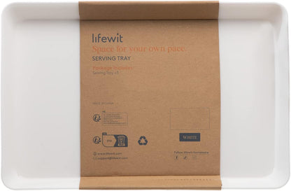 Lifewit Serving Tray Plastic for Party Supplies, 15" x 10" Platters for Serving Food, 3 pcs White Reusable Tray for Veggie, Snack, Fruit, Cookies, Desserts in Kitchen/Pantry Organization