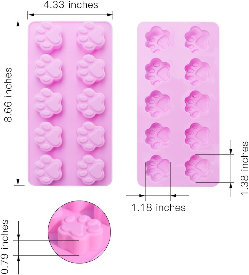 homEdge Puppy Dog Paw and Bone Silicone Molds, Non-Stick Food Grade Silicone Molds for Chocolate, Candy, Jelly, Ice Cube, Dog Treats (Puppy Paw Bone Set of 4PCS)