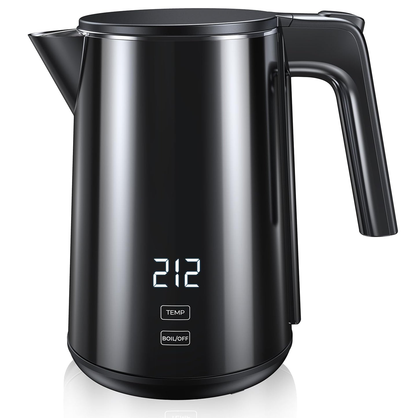 Electric Kettle, Double Wall Stainless Steel Cool Touch Water Boiler Heater, 7 Temperature Control Teapot, 4H Keep Warm, 1.0L 1200W Fast Heat with Auto Shut-Off, Boil-Dry Proof Coffee Tea Pot, Black