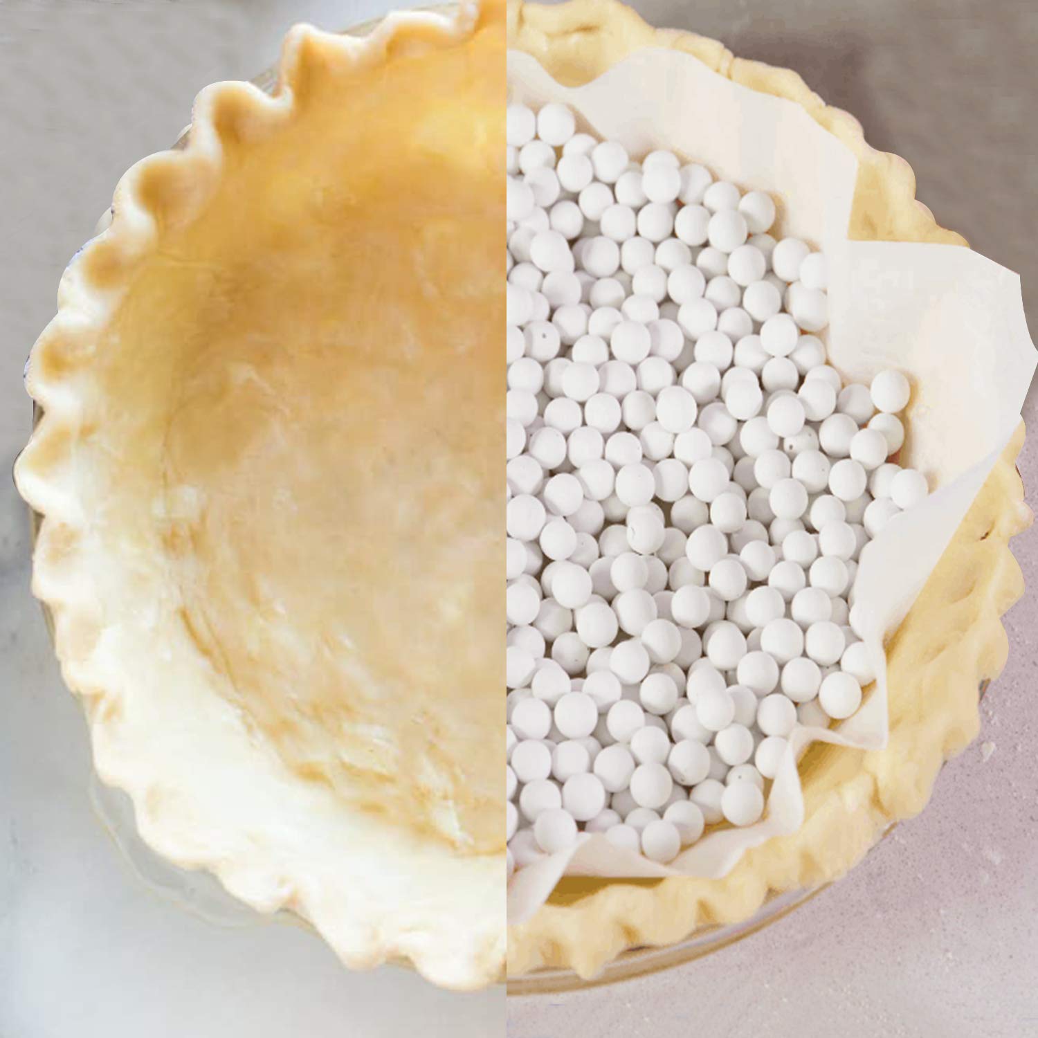 PLANTIONAL Pie Weights - 1.32 LB Ceramic Stoneware Beans in Wheat Straw Container for Blind Baking Pastry Crusts (Green)