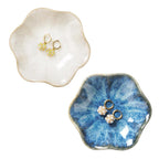 Lotus Leaf Shape Ring Holder Dish, Small Key Bowl, Ceramic Trinket Tray Jewelry Dish Organizing Necklace Earrings for Mom Friend Sister, White. All Jewelries Are NOT Included.