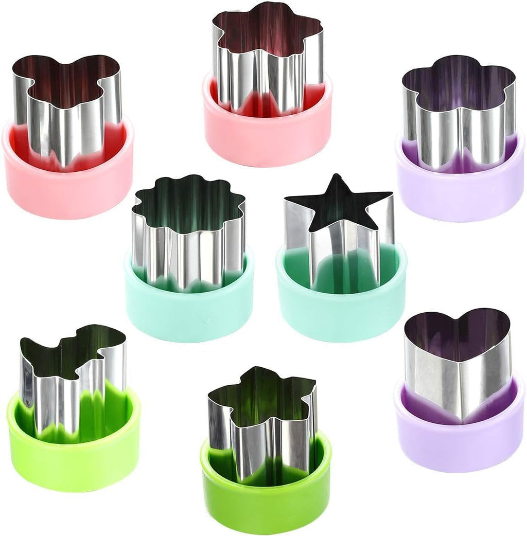 1.5" Vegetable Cutter Shapes Set - Mini Cookie Cutters Fruit Cookie Pastry Stamps Mold for Kids Baking and Food Supplement Tools Accessories (8pack)