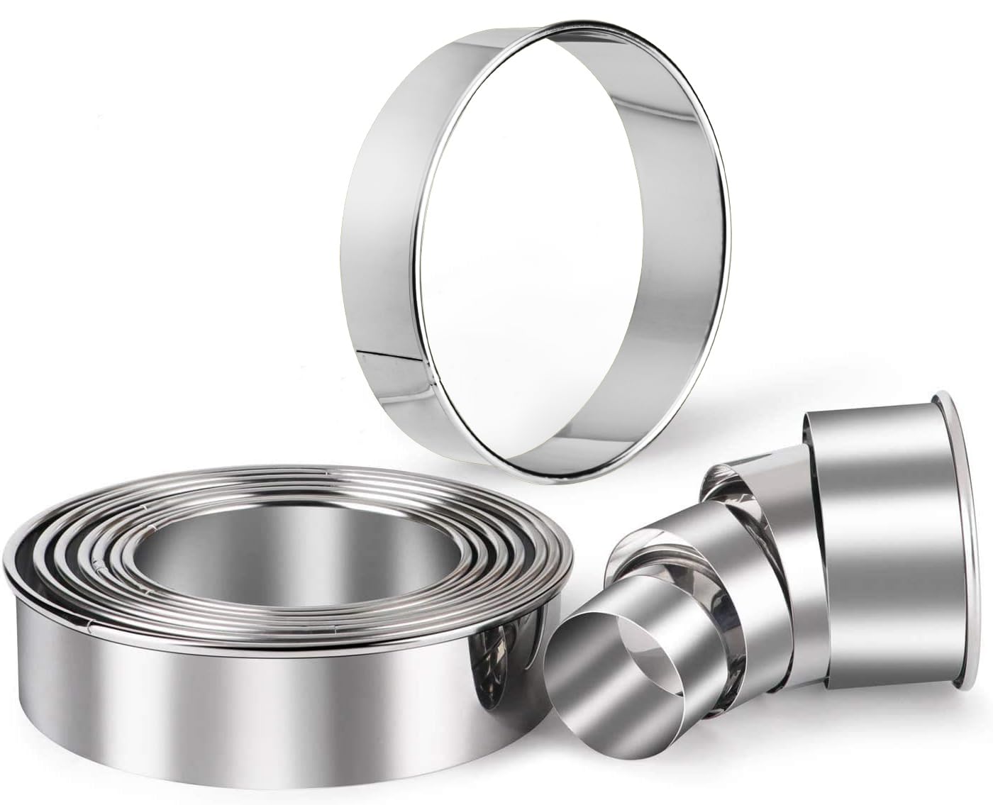 HULISEN Biscuit Cutter Set (5 Pieces/Set), Round Cookies Cutter with Handle, Professional Baking Dough Tools, Gift Package