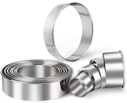 HULISEN Biscuit Cutter Set (5 Pieces/Set), Round Cookies Cutter with Handle, Professional Baking Dough Tools, Gift Package