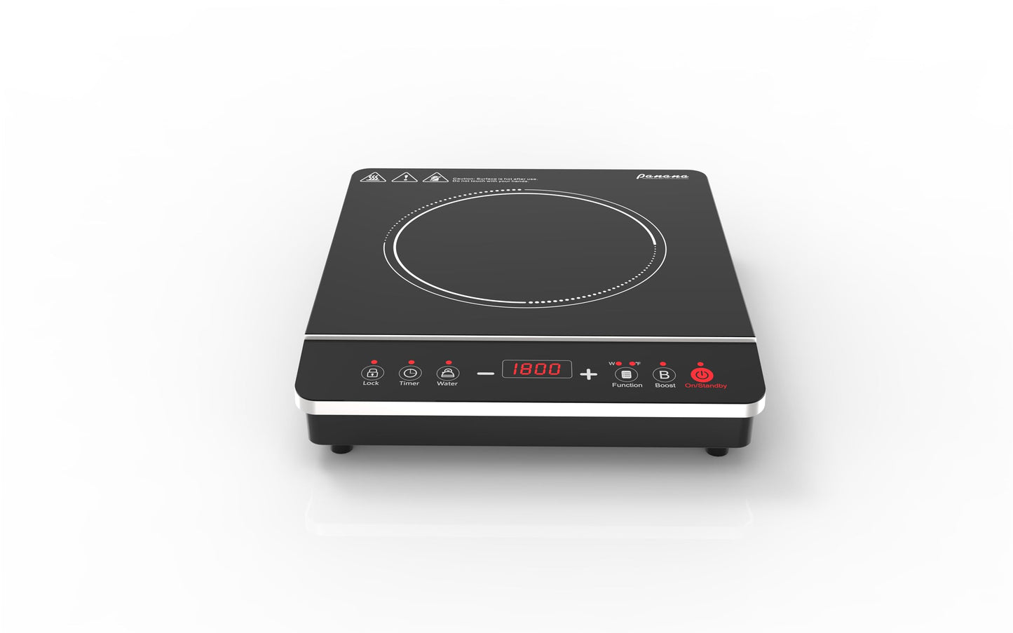 Panana Portable Induction Cooktop Hot Plate Countertop Burner 1800W, 10 Temp Levels, Timer, Auto-Shut-Off, Touch Panel, LED Display, Auto Pot Detection, Child Safety Lock (LED Display - Silver)